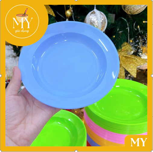 Dĩa nhựa tròn dẻo nhiều màu loại i không mùi, nhiều size