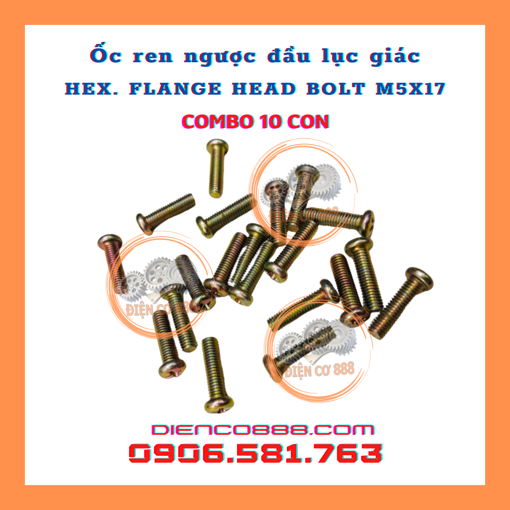 Ốc lục giác ren ngược cỡ 5mm M5x17 để gắn đầu khoan