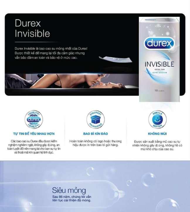 COMBO 4 HỘP BAO CAO SU DUREX INVISIBLE