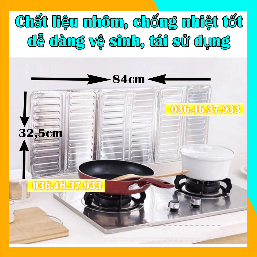 Combo 2 miếng nhôm chắn dầu mỡ bếp ga che gió màu bạc