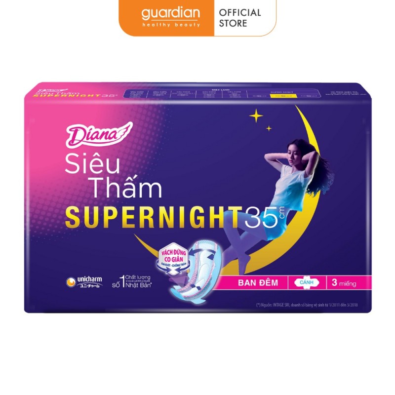 Băng vệ sinh Diana Siêu Thấm Super Night 35cm (3 miếng) nhập khẩu