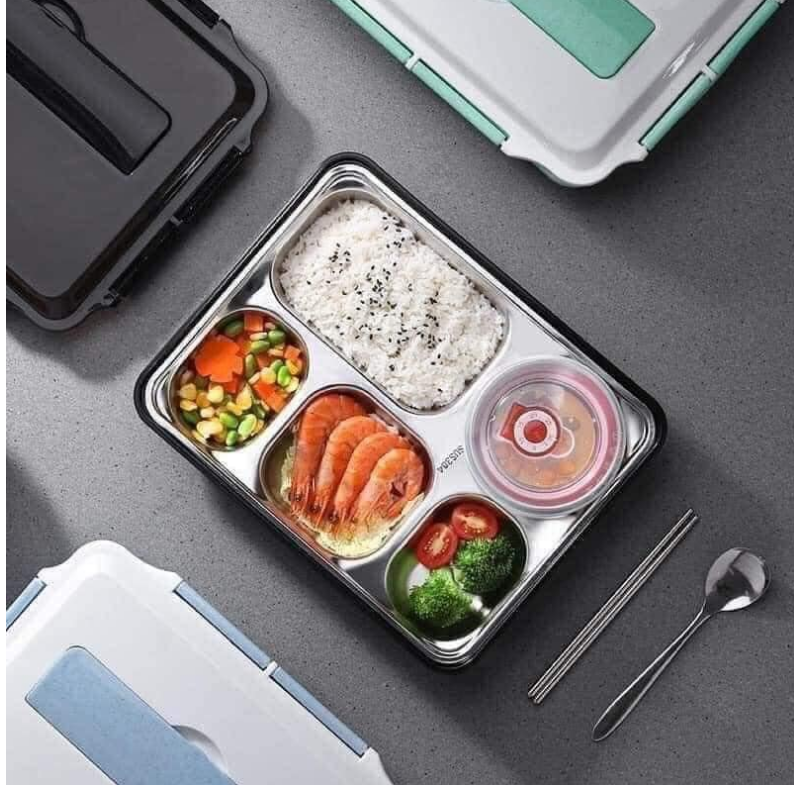 Bộ Khay Cơm Phần 5 Ngăn - Inox 304 Cao Cấp