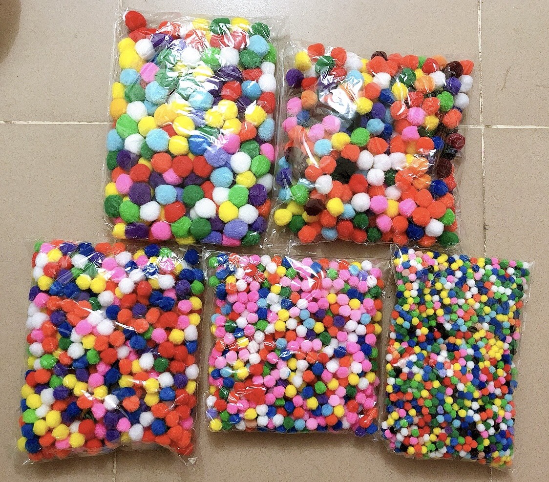 Hạt bombom, hạt bông màu pompom(bịch 120gr)