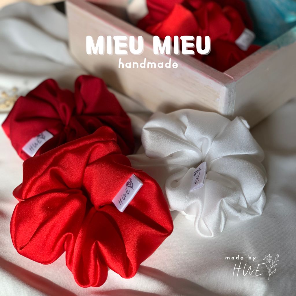 Cột tóc scrunchies handmade chất liệu lụa mềm mịn chun co giãn bảo vệ tóc S1016