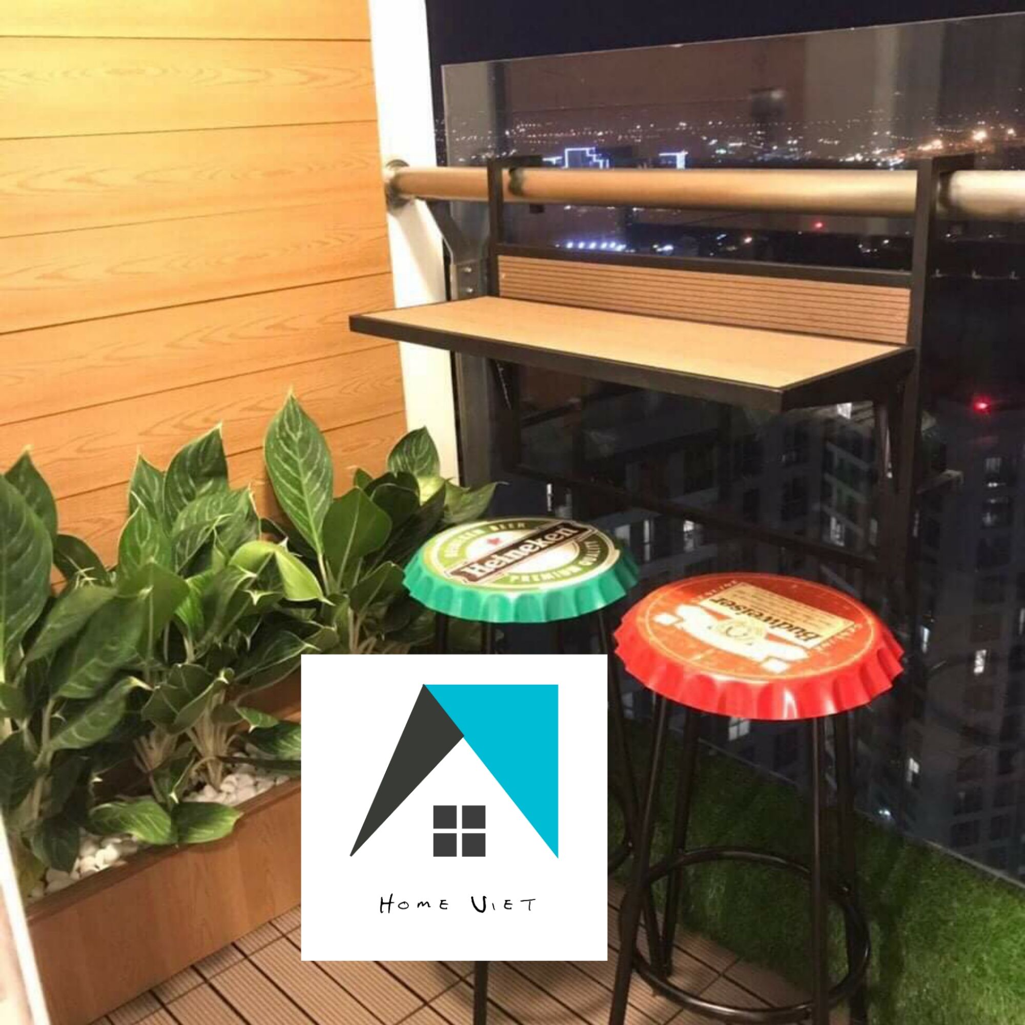 [HCM]Bàn treo ban công mặt gỗ composite- HOME VIỆT
