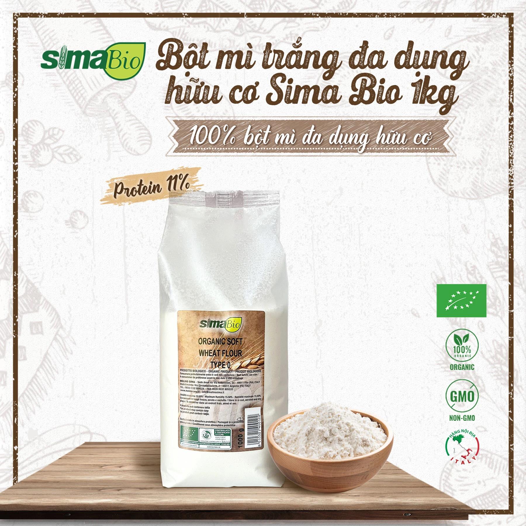 Bột mì trắng đa dụng hữu cơ Sima Bio 1kg