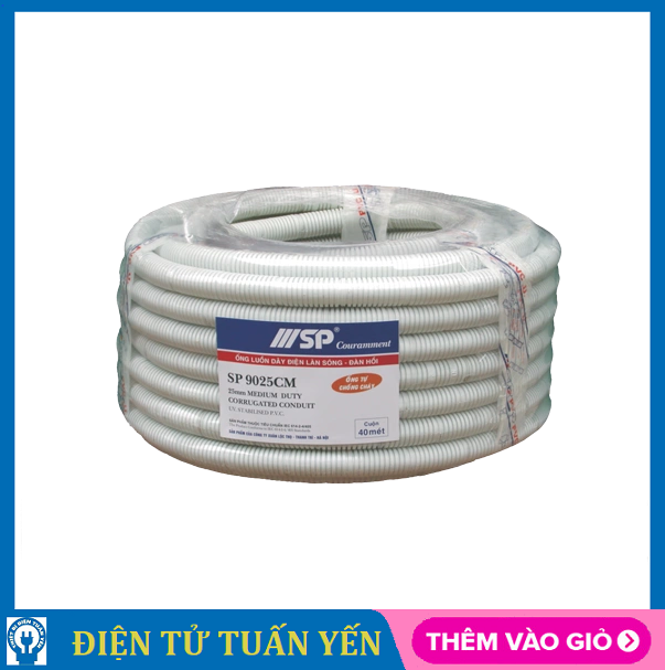 Ống ruột gà Sino phi 16 - 20 - 25 - 32 chống cháy để luồn dây điện, đàn hồi tốt (cuộn 25m, 40m, 50m)