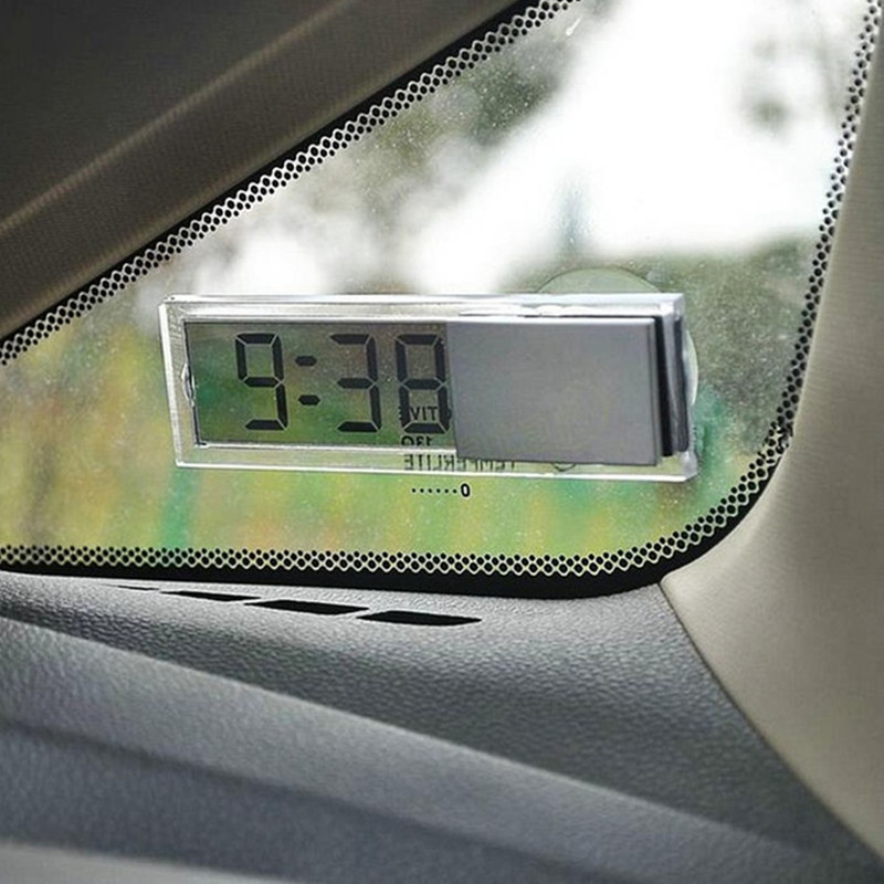 1PC Universal Auto Car Electronic Clock Mini Digital Car Electronic Clock Mini Durable Transparent LCD Display Digital With Sucker