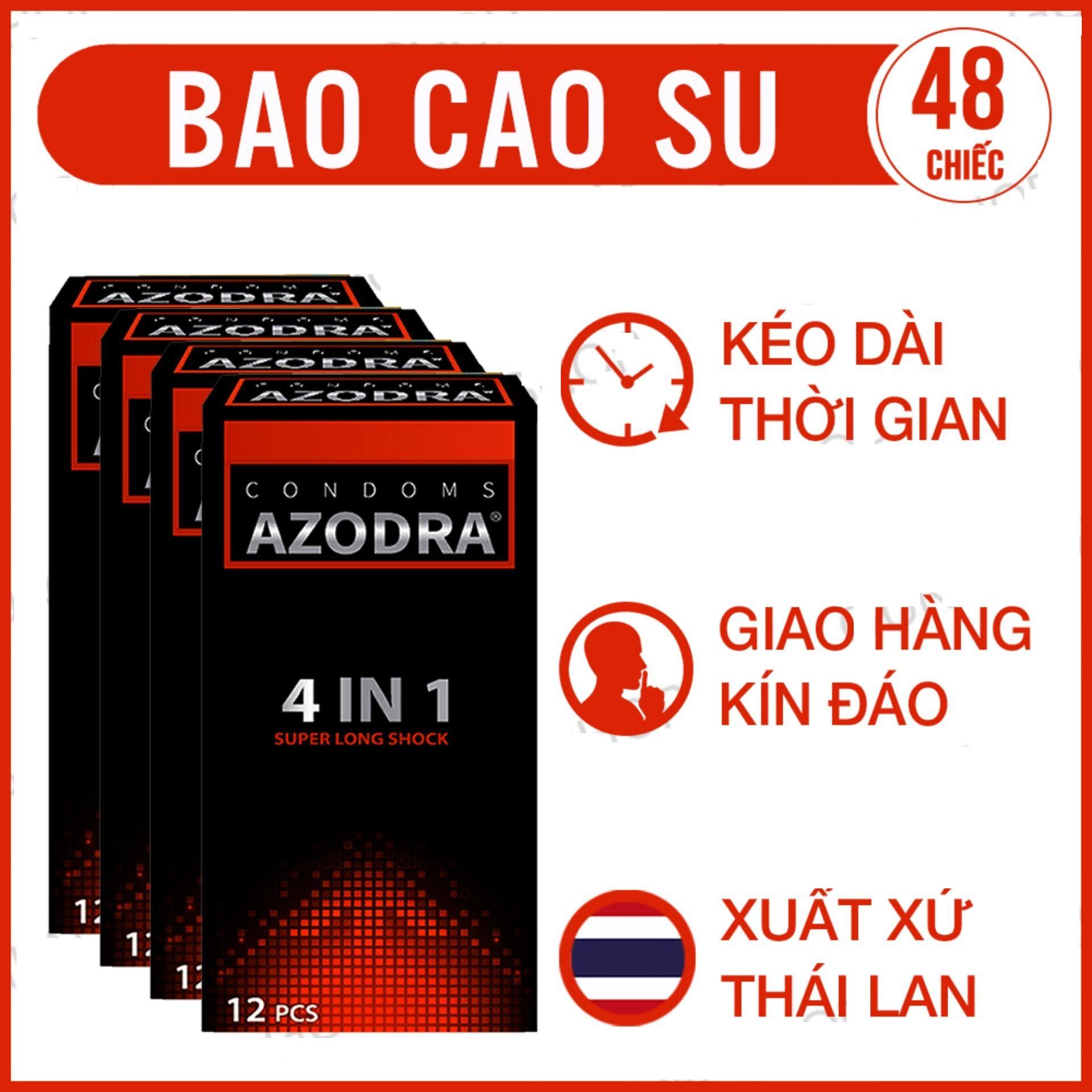 HCMCombo 4 hop Bao Cao Su Azodra Tổng Hợp Gân Gai Mỏng Kéo Dài Thời Gian