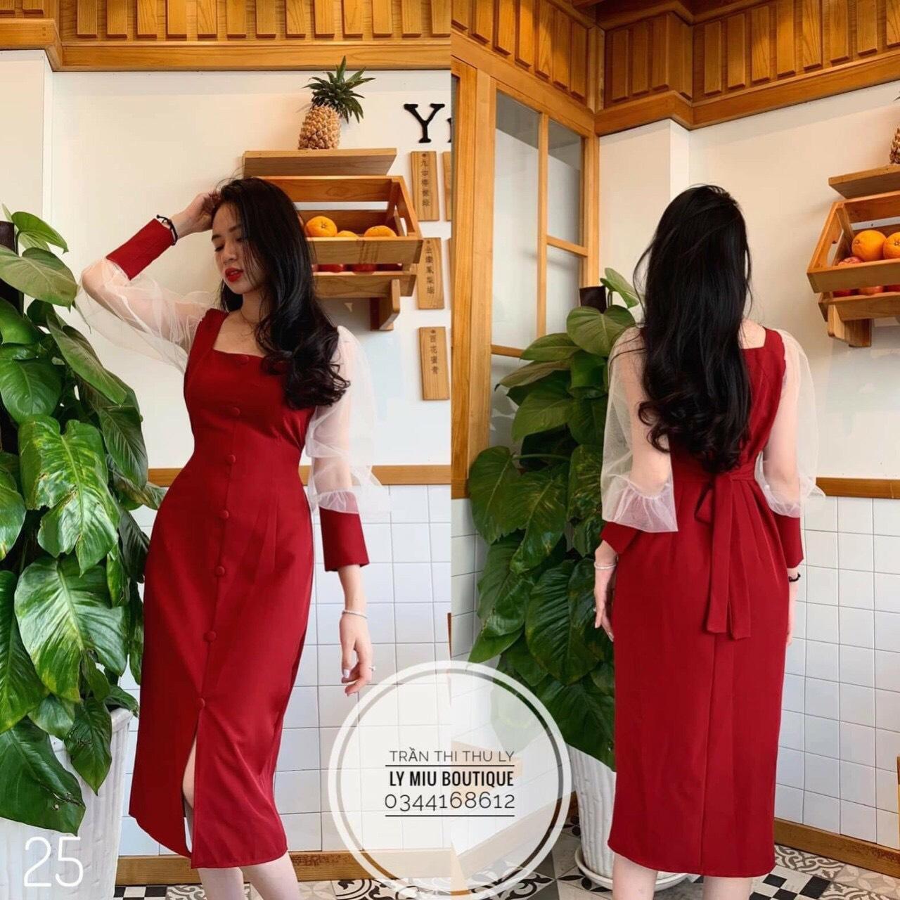 Đầm dự tiệc phối nút Percee