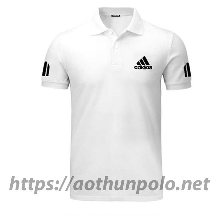Áo thun có cổ nam thêu logo Adidas