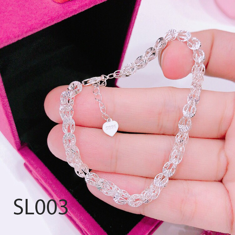 [HCM]Lắc tay bạc xoắn vòng trắng MiMi Silver  - Trang Sức GADO SL003