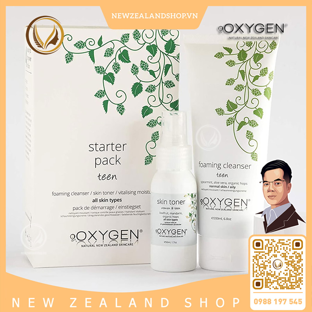 Sữa rửa mặt tạo bọt cho da thường, da dầu OXYGEN Foaming Cleanser (200ml)