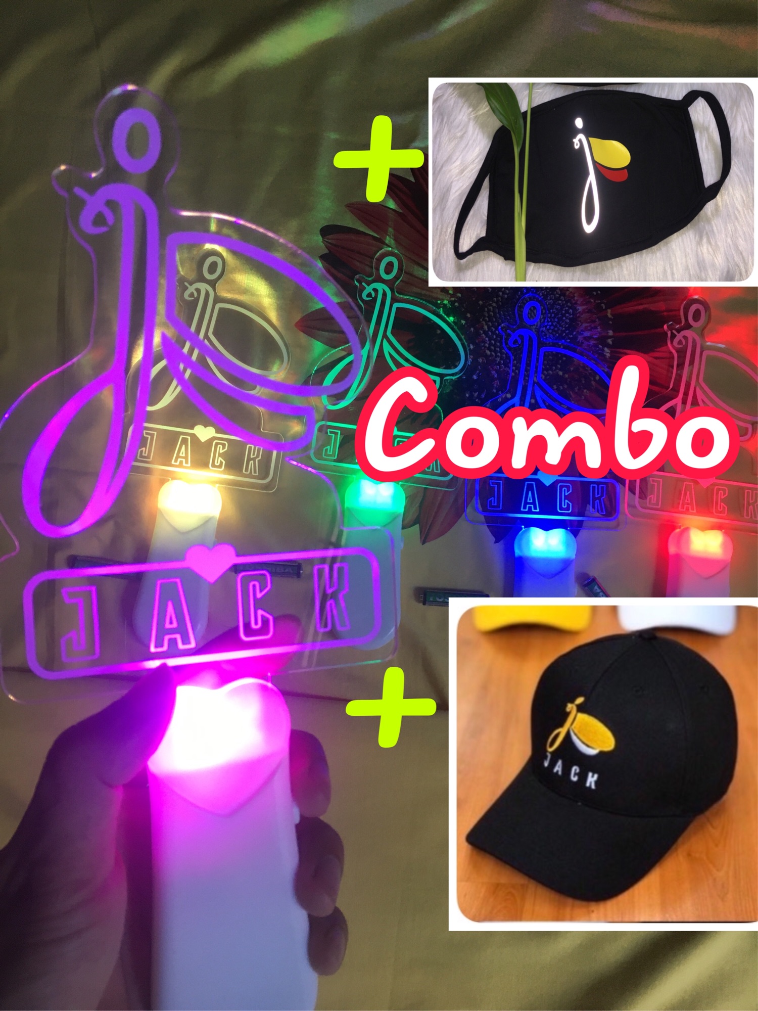 [HCM][Feeship] combo lightstick + nón đen jack + khẩu trang đen jack