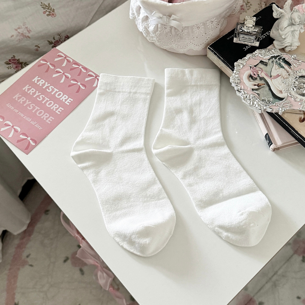 Tất trơn Basic màu pastel chất mịn đẹp Krystore TC37
