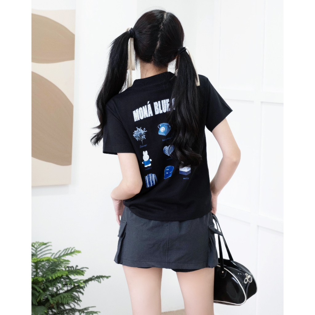 [VOUCHER 12%/149K] Áo thun baby tee MONÁ - BLUE ĐEN