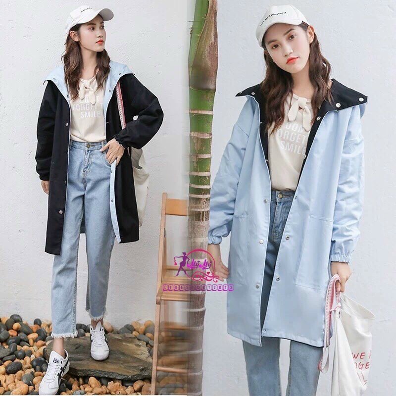 [HCM][MIỄN PHÍ VẬN CHUYỂN] Áo Khoác dù dài  nữ 2 mặtbán cực chạy ( mặc được 2 mặt)