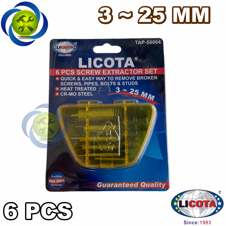 Tháo ốc gãy licota tap-50004 6 chi tiết 3mm-25mm
