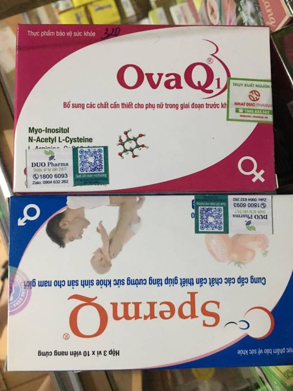 Combo OvaQ1- SpermQ giúp khỏe trứng- mạnh tinh trùng, hỗ trợ mang thai tự nhiên nhập khẩu
