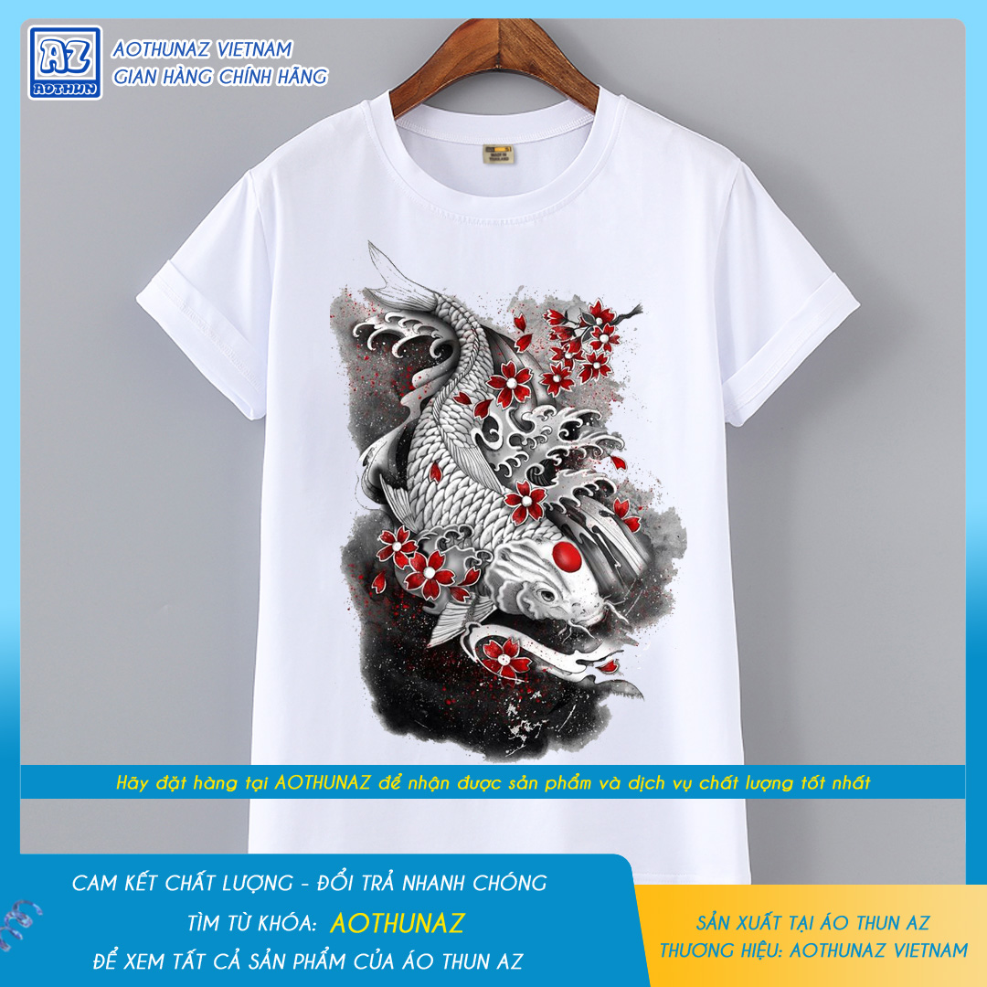 AOTHUNAZ - Áo thun nam nữ in hình cá Koi 3D phong cách Nhật Bản M148