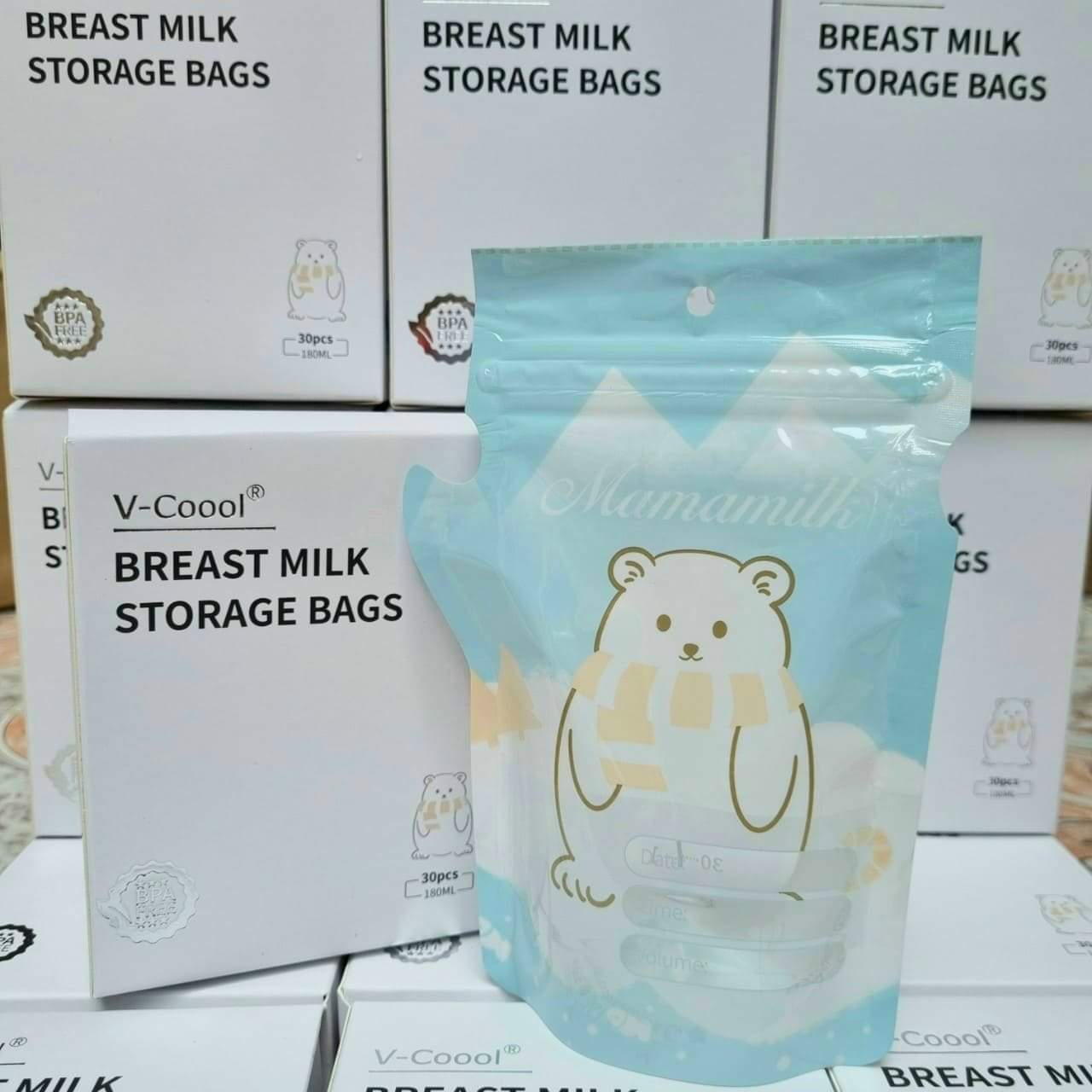 Hộp 30 túi trữ sữa vcoool 180ml có vòi rót tiện dụng