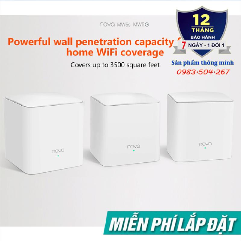 Bộ 3 Cục Wifi Mesh không dây Tenda Nova MW5G - Ghép nối nhiều thiết bị cùng 1 tên wifi