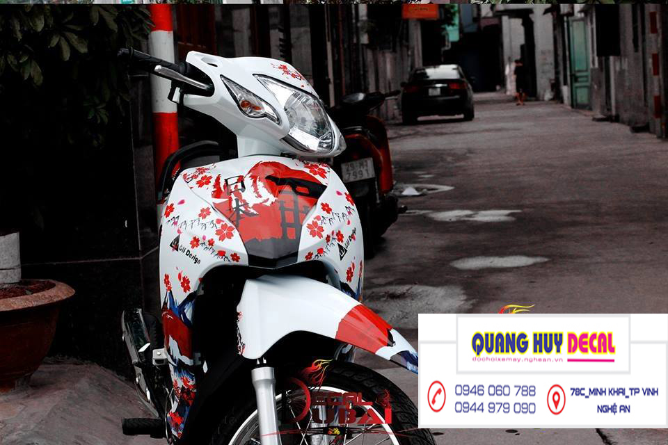 Team dán xe máy wave samurai trắng đỏ - Tem trùm dán xe máy wave alpha 110 samurai trắng đỏ - Độ team trùm dán xe máy wave rẻ đẹp chất (dán đời 2006-2020)