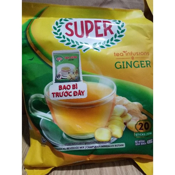 [Date 1/2025][Bịch 20gói x 20g]Trà gừng hòa tan Super 400g