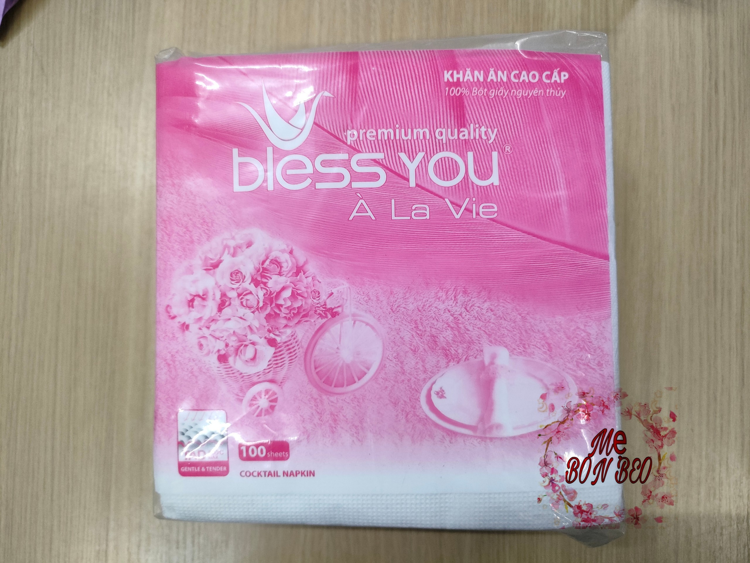 [Bịch 100 tờ 33x33cm] Khăn Ăn Vuông Lớn BLESS YOU Cao Cấp