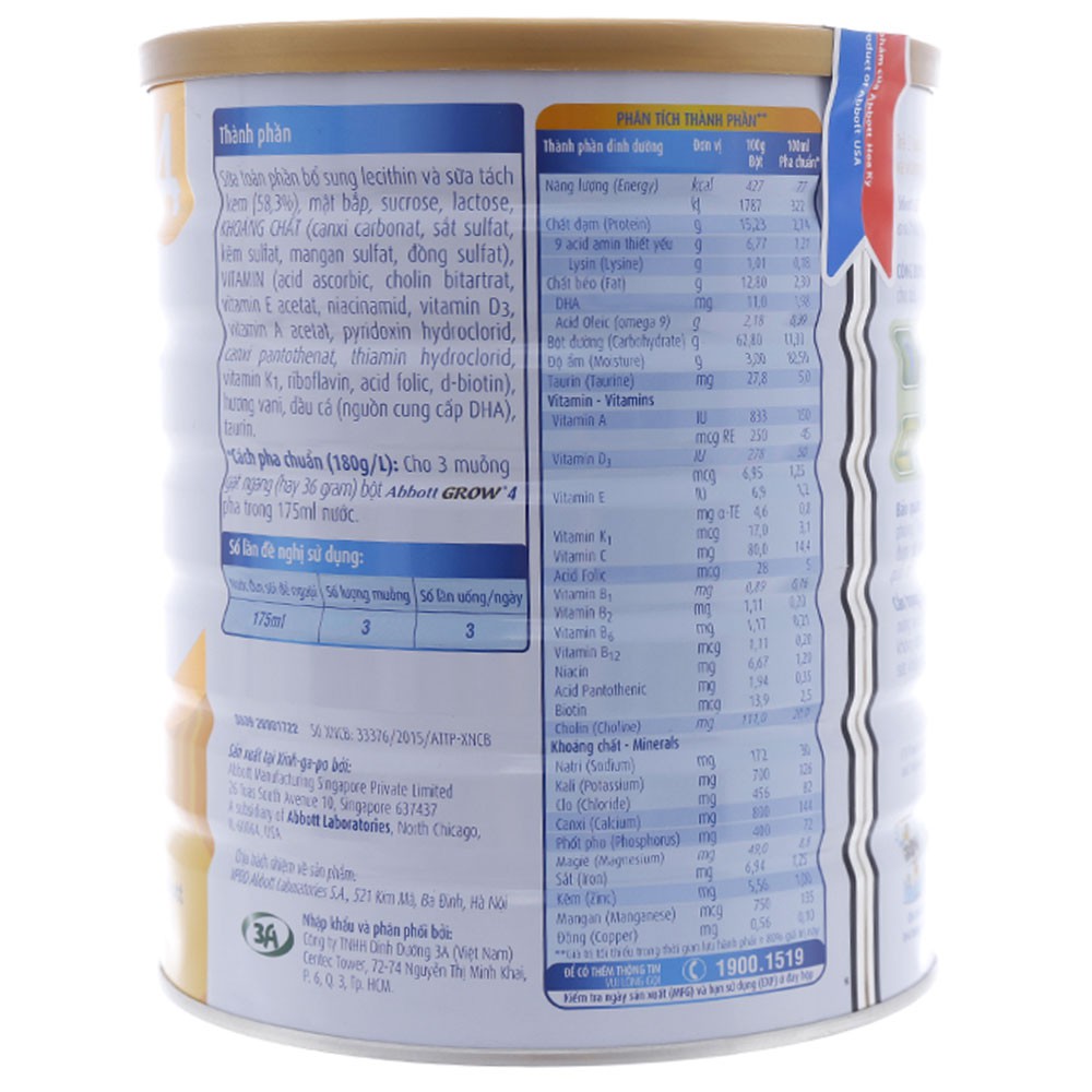 Sữa Bột Abbott Grow 2+ Hộp 1,6Kg (Cho Bé 2 Tuổi Trở Lên)