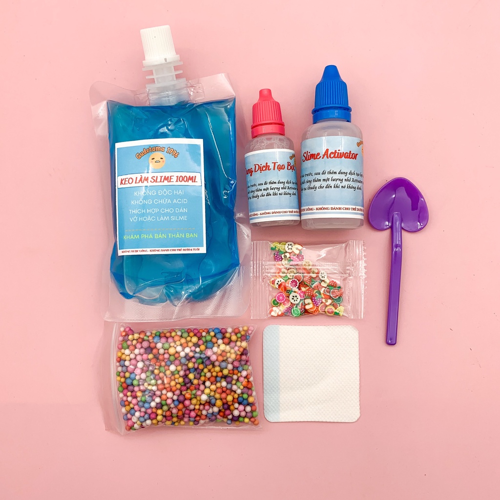 Bộ Kit BK3 Làm Slime Cơ Bản Đầy Đủ Và Nhiều Màu Sắc