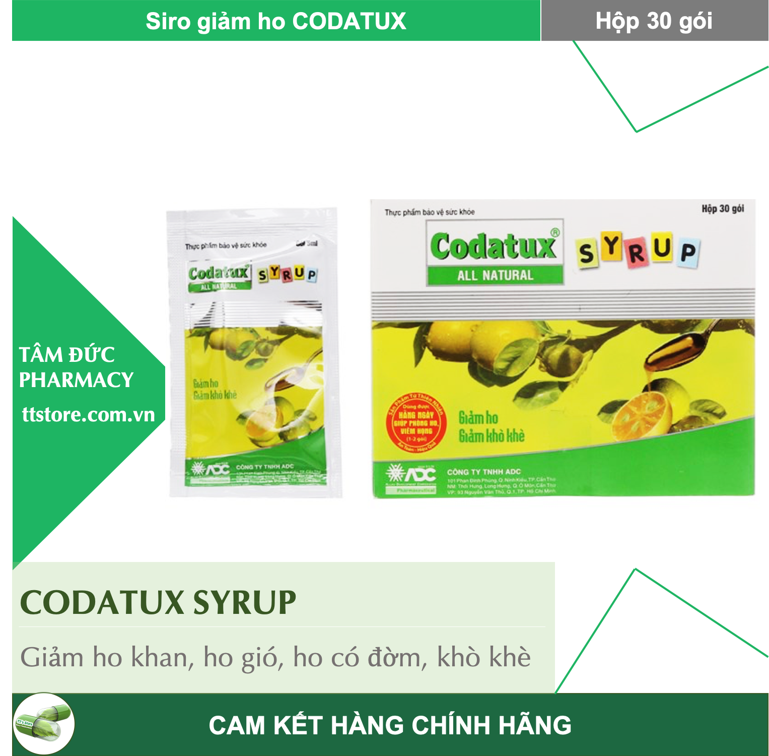 [HCM]CODATUX SYRUP [Hộp 30 gói] - Siro codatux hỗ trợ giảm ho long đờm cho bé