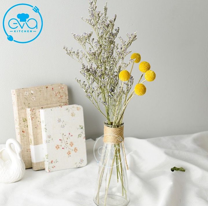 [HCM]Bình Bông Lọ Hoa Thủy Tinh Tam Giác 1 Cành Tặng Kèm Dây Bố Trang Trí