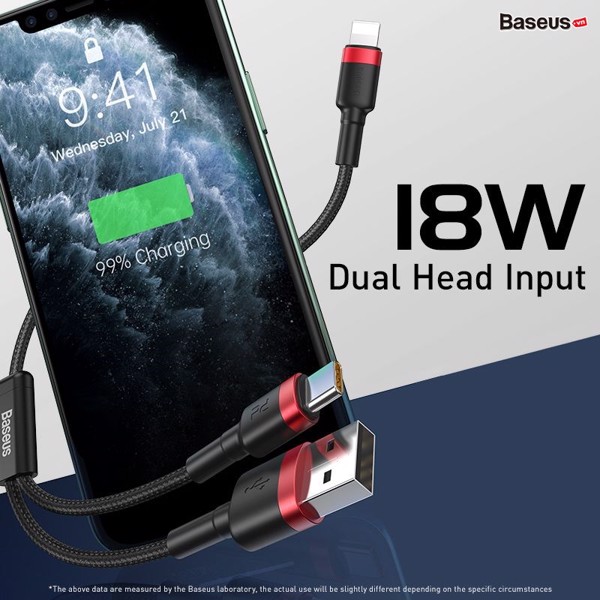 Cáp sạc nhanh USB/TypeC sang Lightning Baseus CATKLF-ELG1 Cafule dài 1.2m hỗ trợ PD 18W max 2.4A (nhiều màu) - Nhat Tin Authorised Store