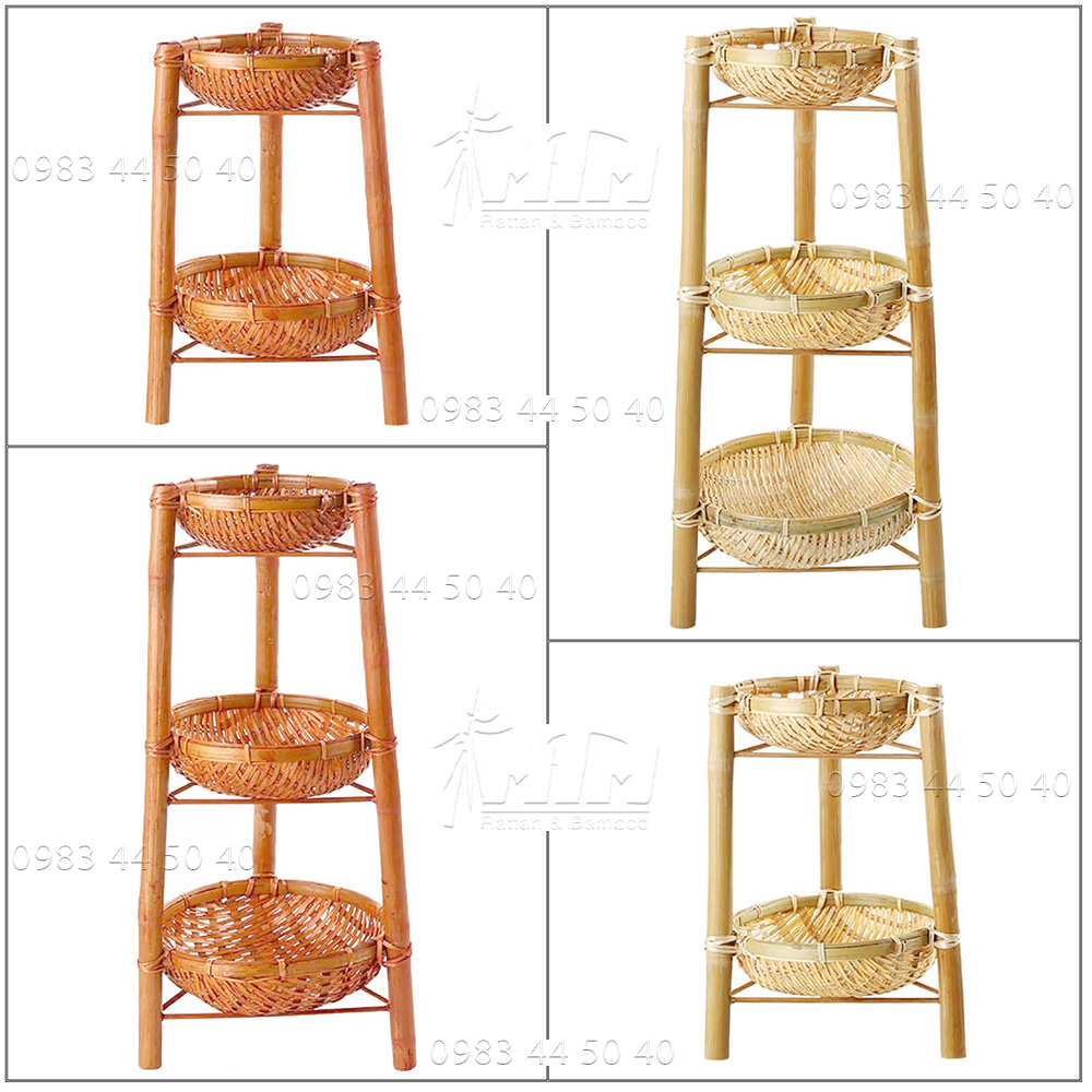 Rổ rá tre 3 tầng trang trí đồ ăn