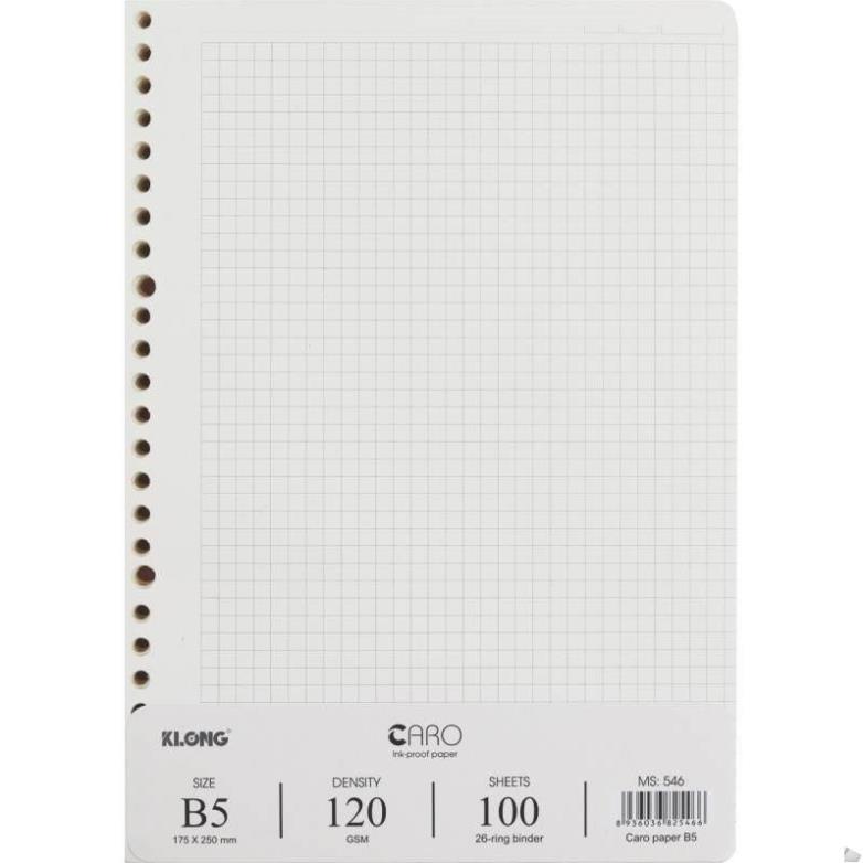 Ruột sổ còng giấy refill caro b5 100 tờ; ms: 546 .