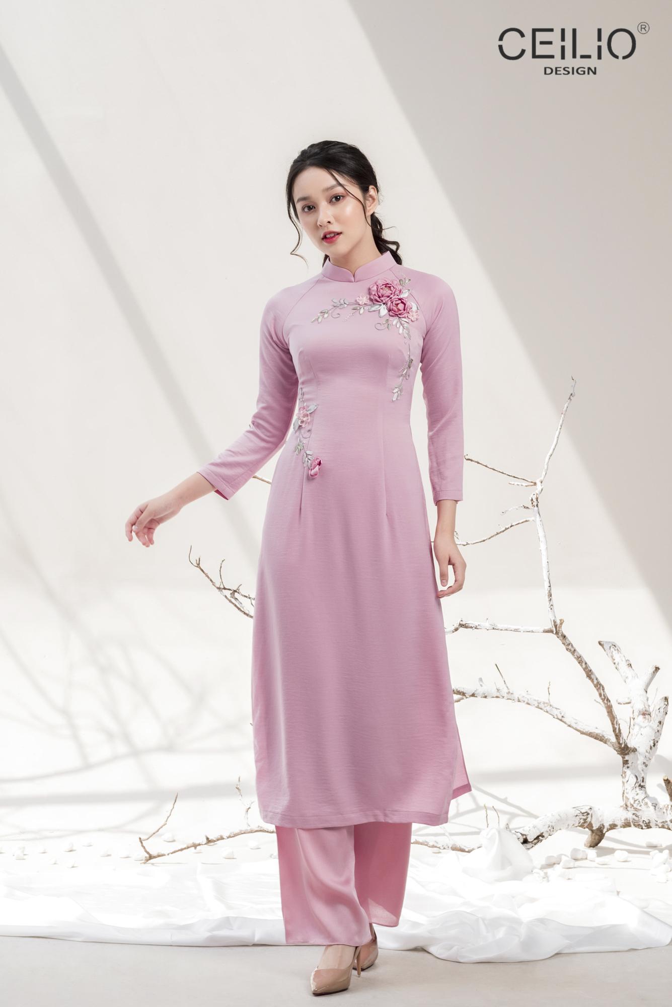 CEILIO_ÁO DÀI HOA HỒNG LEO [BTS-Chớm Thu]