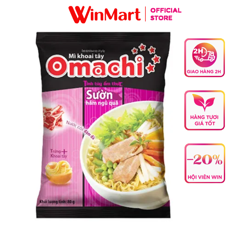 [Siêu thị WinMart] - Mì ăn liền khoai tây sườn ngũ quả Omachi gói 80g