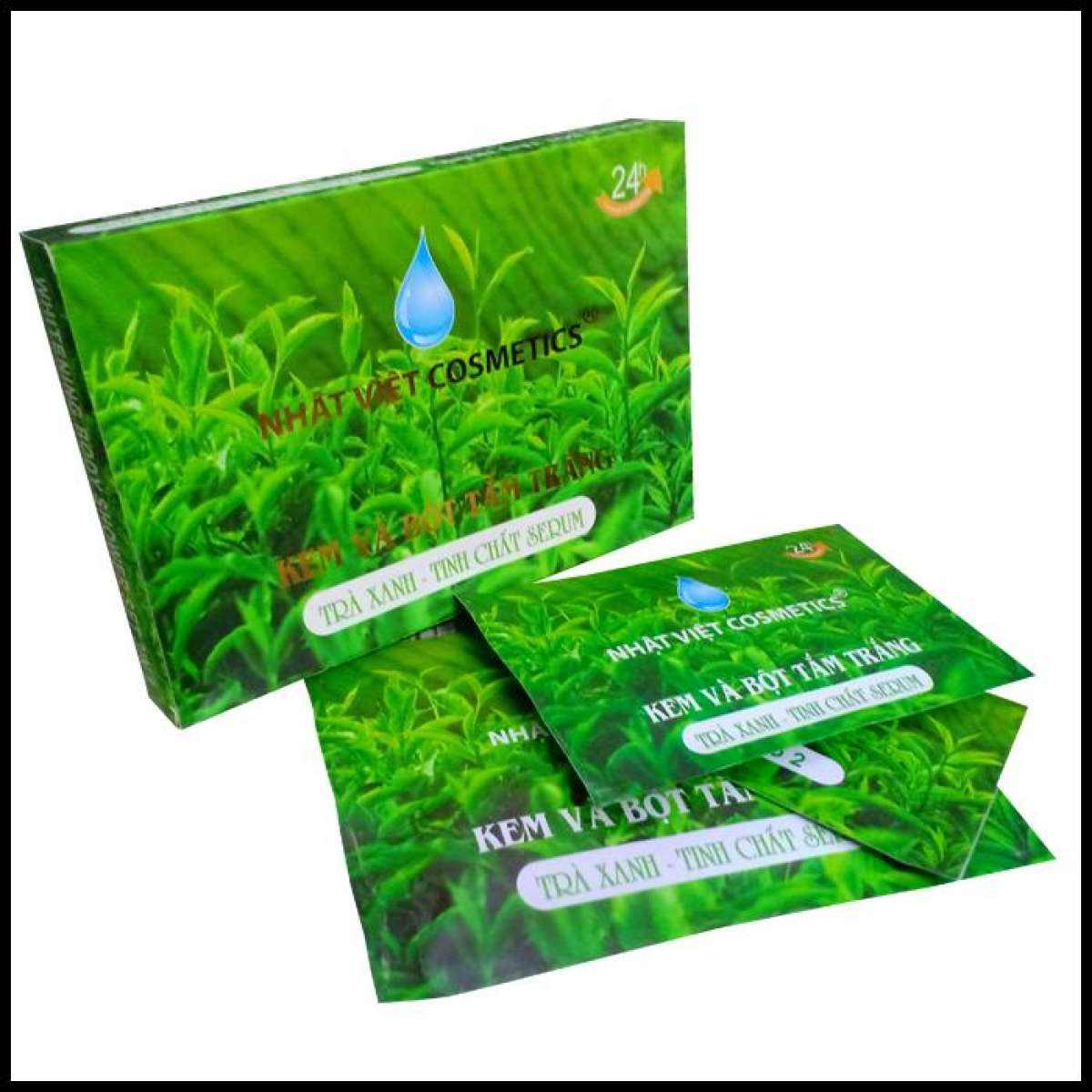Kem và bột tắm trắng toàn thân trà xanh - serum