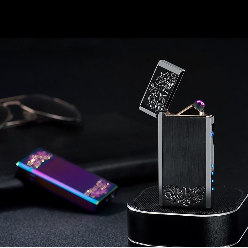 Bật lửa LIGHTER cảm ứng 2 tia plasma chéo vỏ kim loại cực đẹp