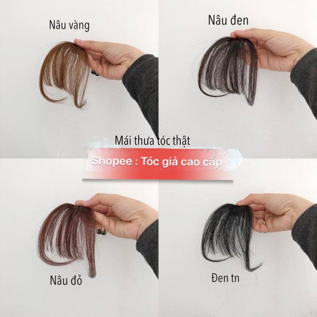 Tóc mái giả, Mái Thưa Tóc Thật 100% - Hàng Móc Tay Cao Cấp