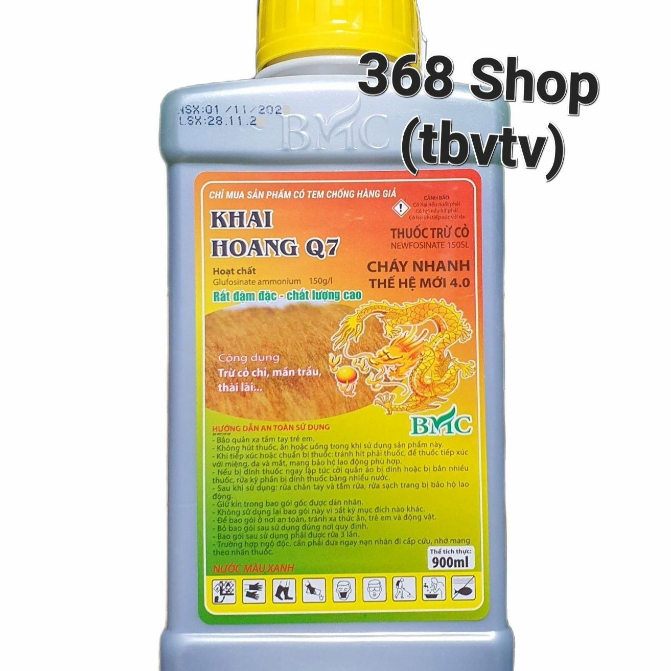 (Combo 5 Chai)💎 Thuốc trừ cỏ KHAI HOANG Q7 BMC (Chai 900ml)📛 JIAFOSINA 150SL