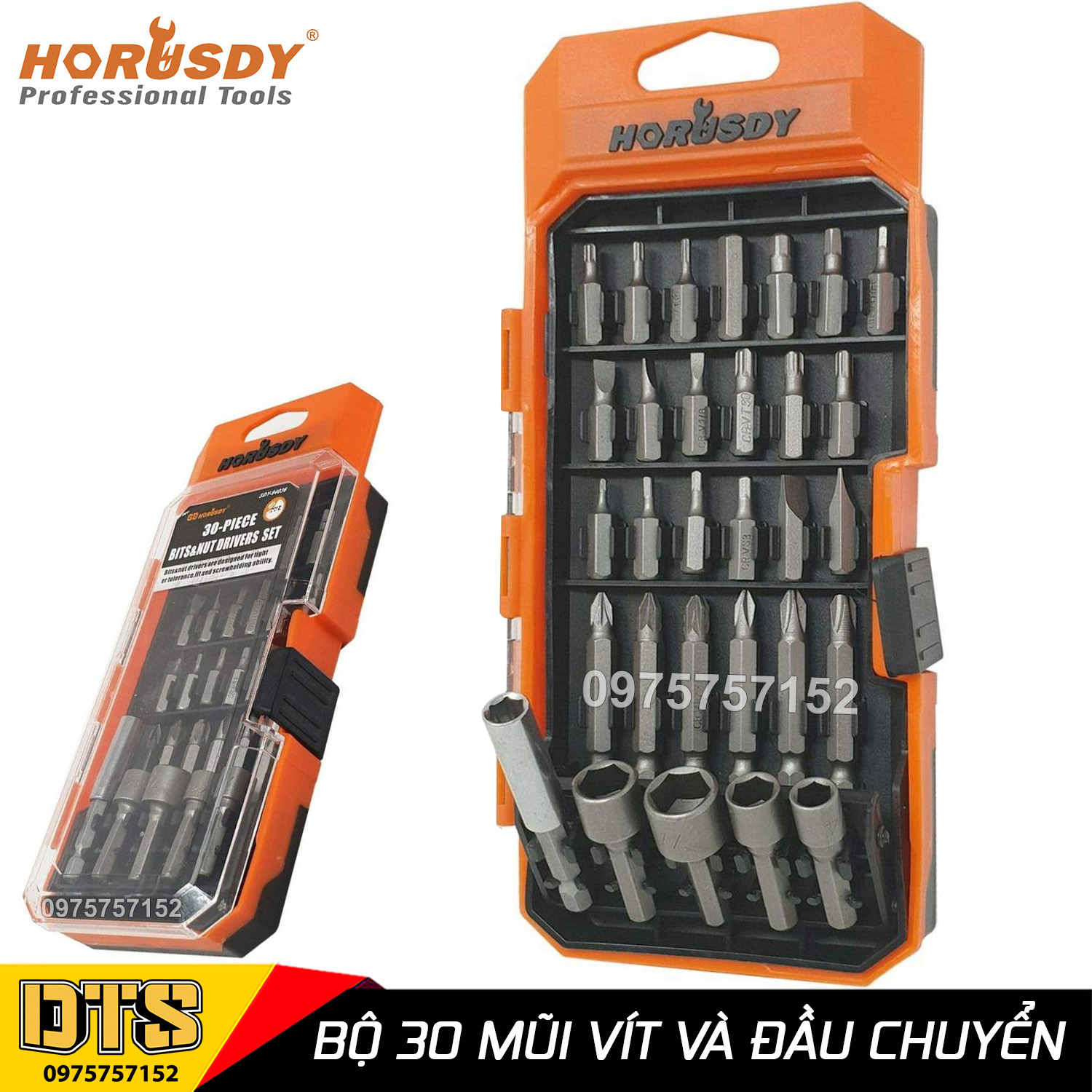 Bộ 30 chi tiết mũi vít đa năng chuôi lục giác 6.35mm HORUSDY Australia 25mm, 50mm – Đầu giác, hoa thị, 2 cạnh, 4 cạnh thép cao cấp CR-V xử lý nhiệt, độ cứng cao, bộ mũi vặn vít cho máy khoan pin, máy bắn vít, tay vặn vít, Pozi, Bit