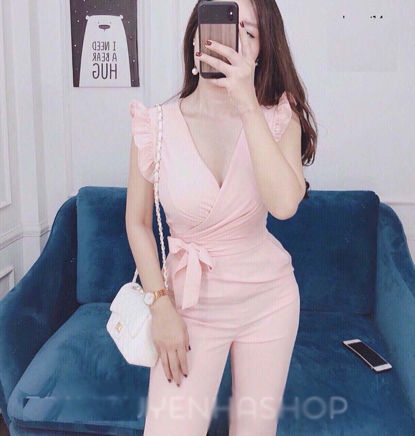 [HCM]Jumpsuit Thắt Nơ Eo Thời Trang TT J38