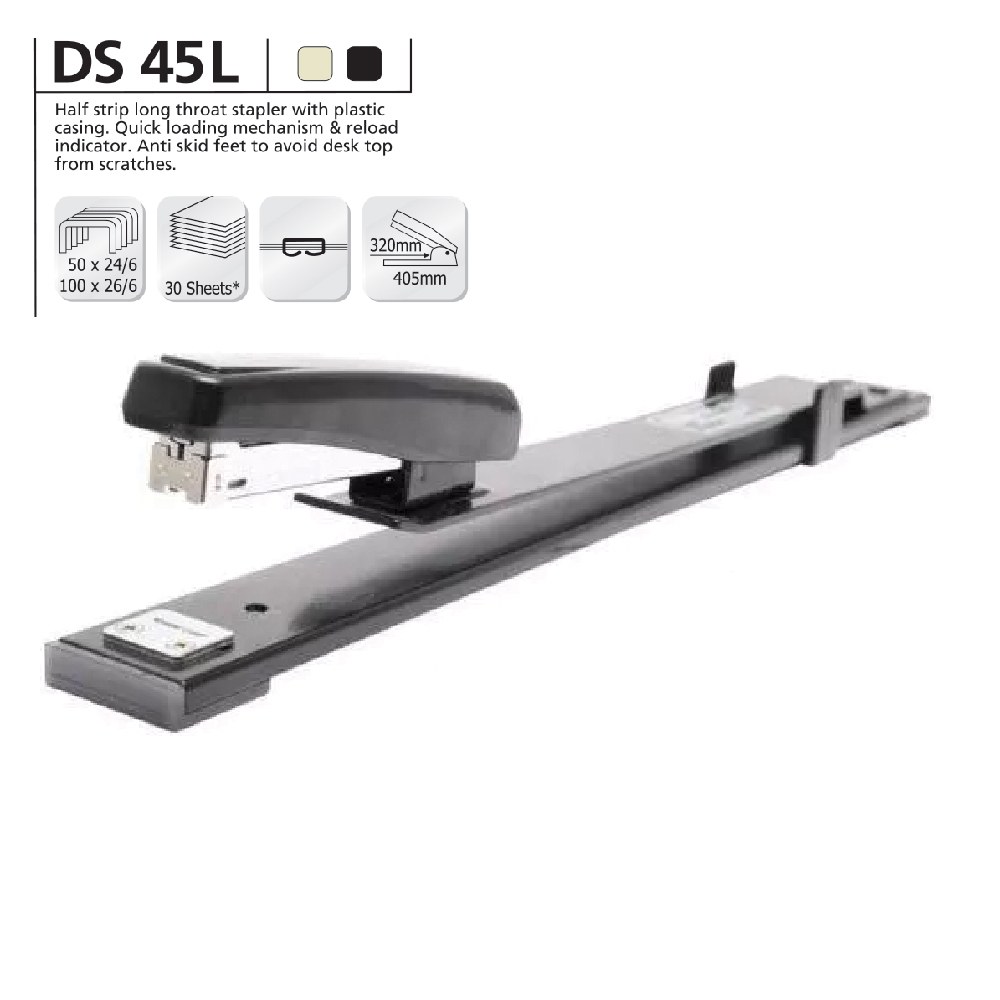 Bấm Kim Số 03 Thân Kim Loại KANGARO - Dáng dài, Có Thể Bấm Tối Đa 30 Tờ - KN_DS45L