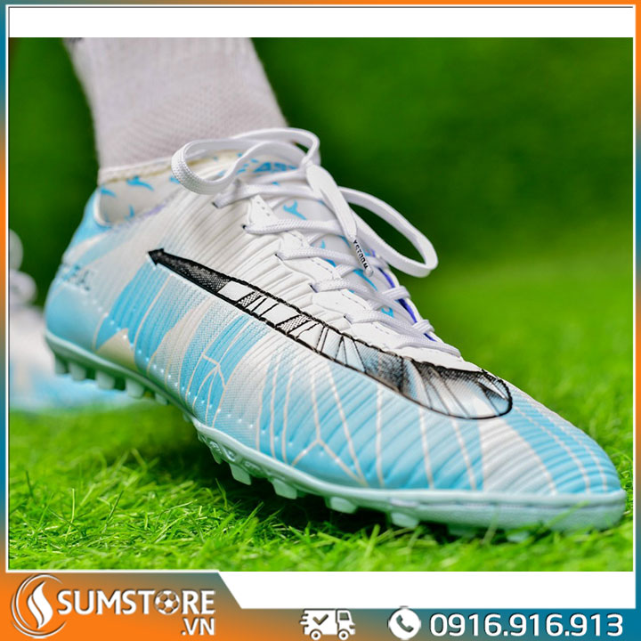 Giày đá bóng mer cr7 xanh biển cổ thun mới nhất - giày đá banh nam nữ thể thao chất lượng