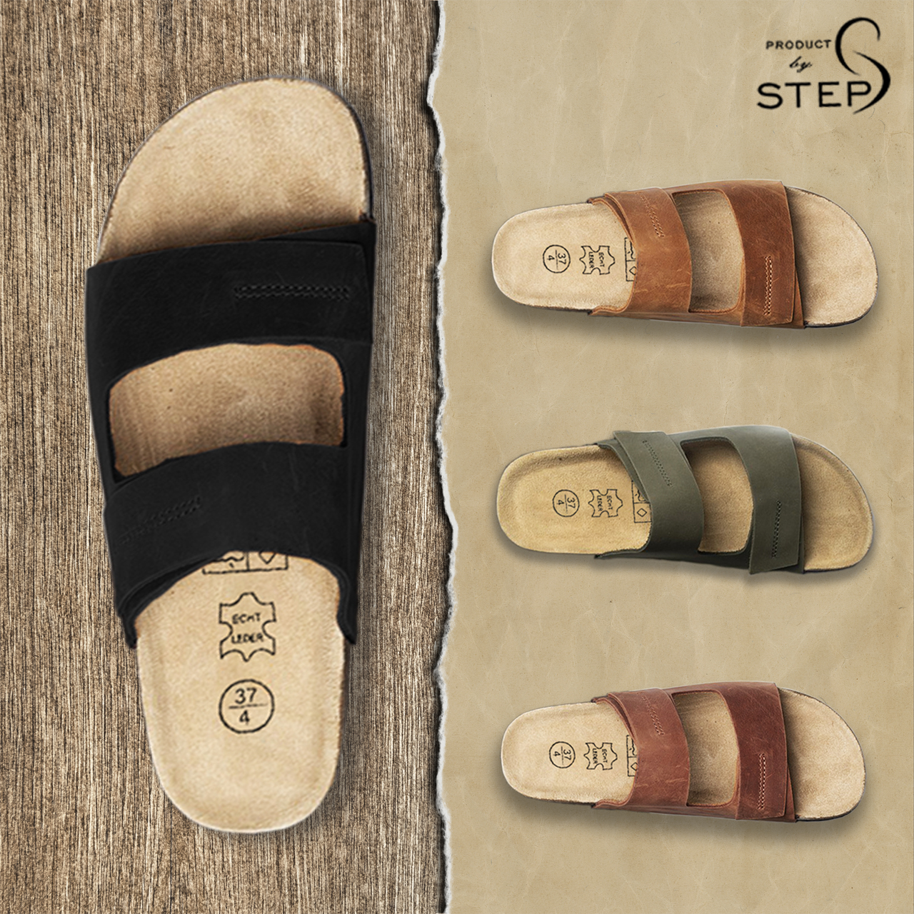 Dép đế trấu Da thật Dập chỉ nổi (Size 39-45)