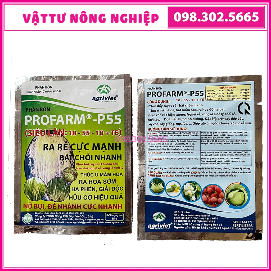 Siêu lân xanh profarm p55 10- 55-10 + te kích rễ nhanh mạnh