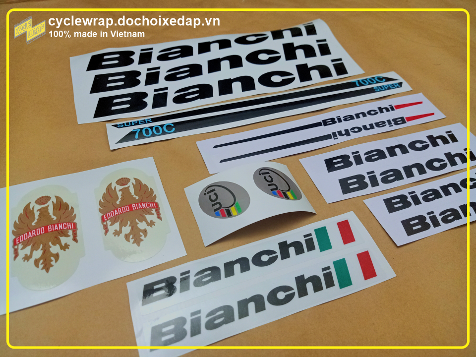 Tem decal dán sườn xe đạp đua đường trường BIANCHI | CycleWrap