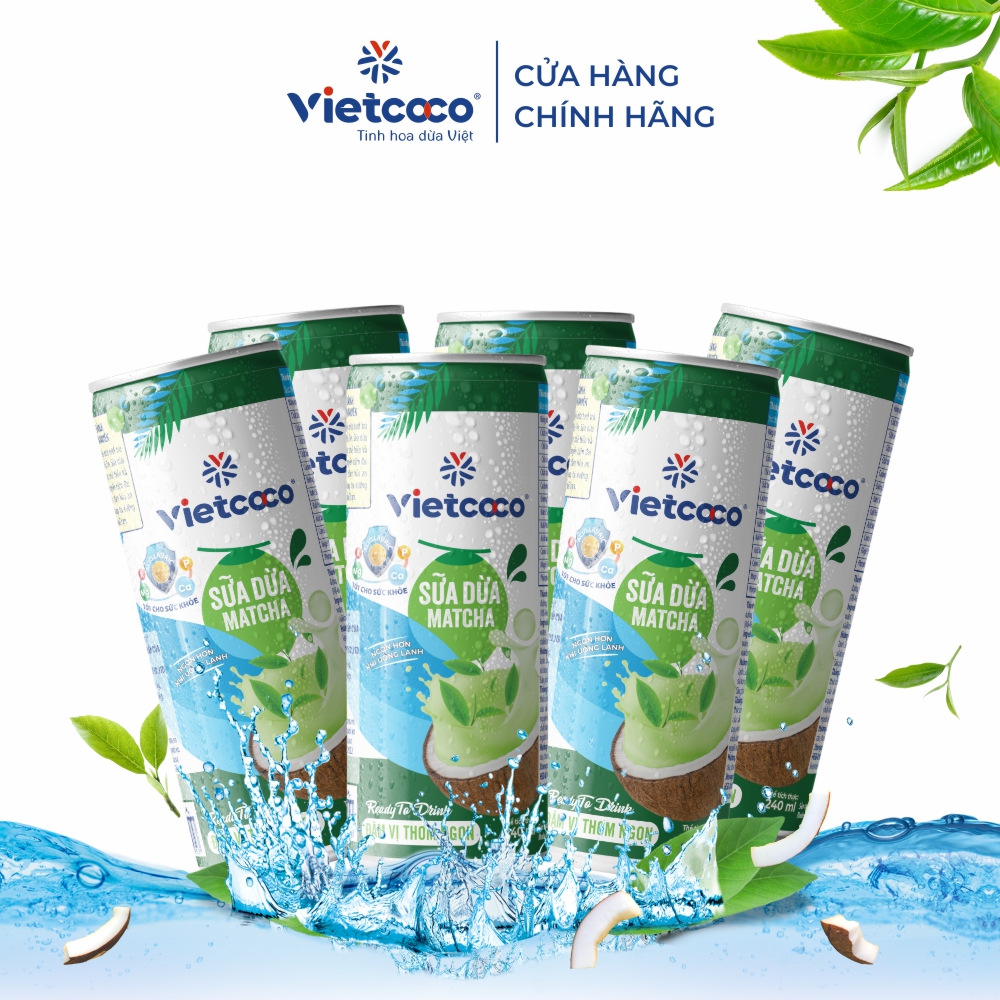 Combo 6 lon sữa dừa matcha Vietcoco 240ml